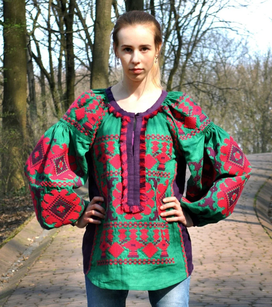 New Arrival Printed Embroidery Work Shirt Causal Tops For Woman Boho Shirt Blouse Fashion