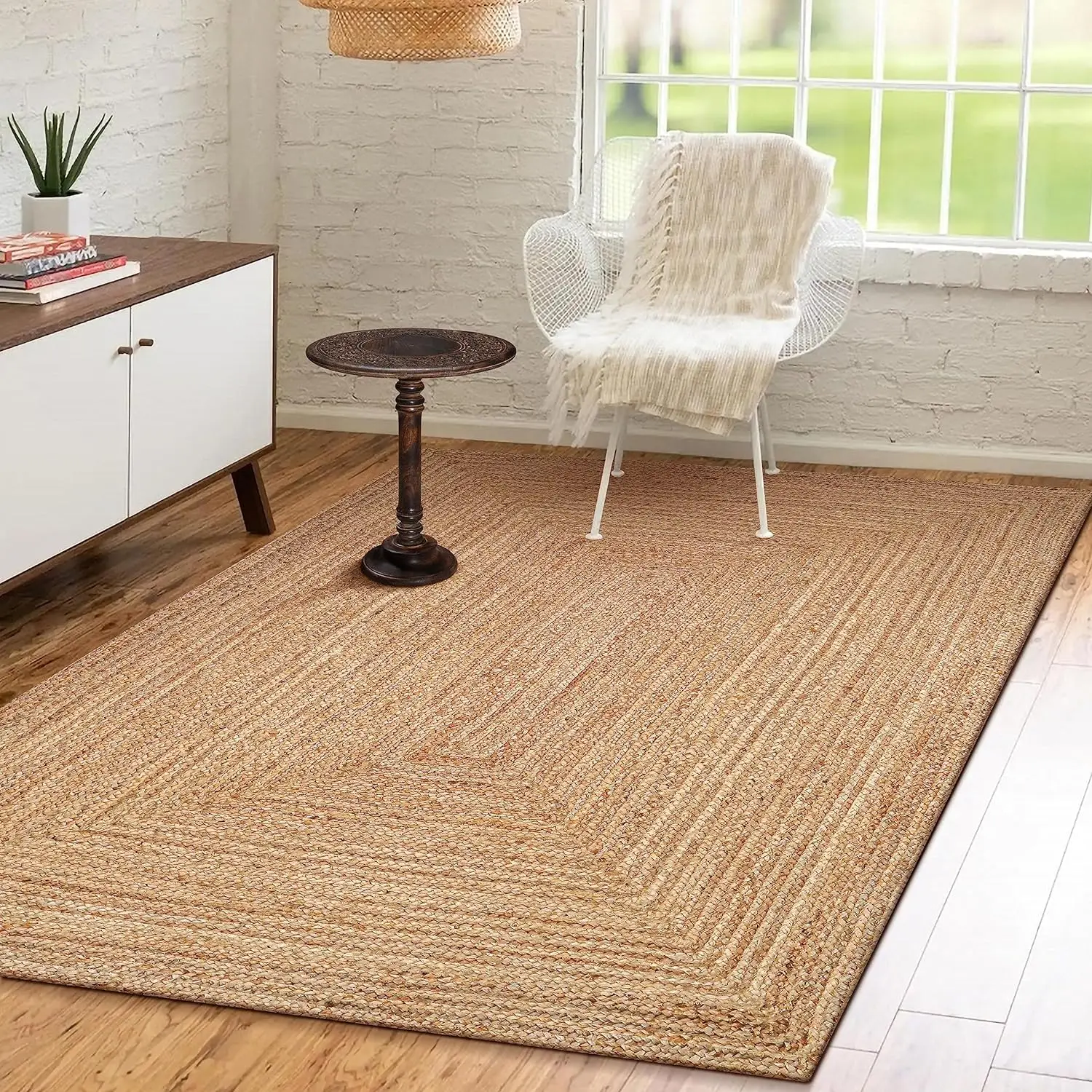 Hand-Woven & Reversible Jute Braided Burlap Rag Rug Natural Look Praying Rug Travel Prayer Mat for Rug Sets