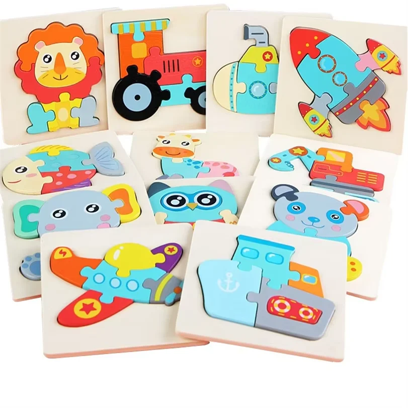 2024 children baby kids kindergarten toys learning resources wooden 3D buckle shape puzzle toys montessori educational toy
