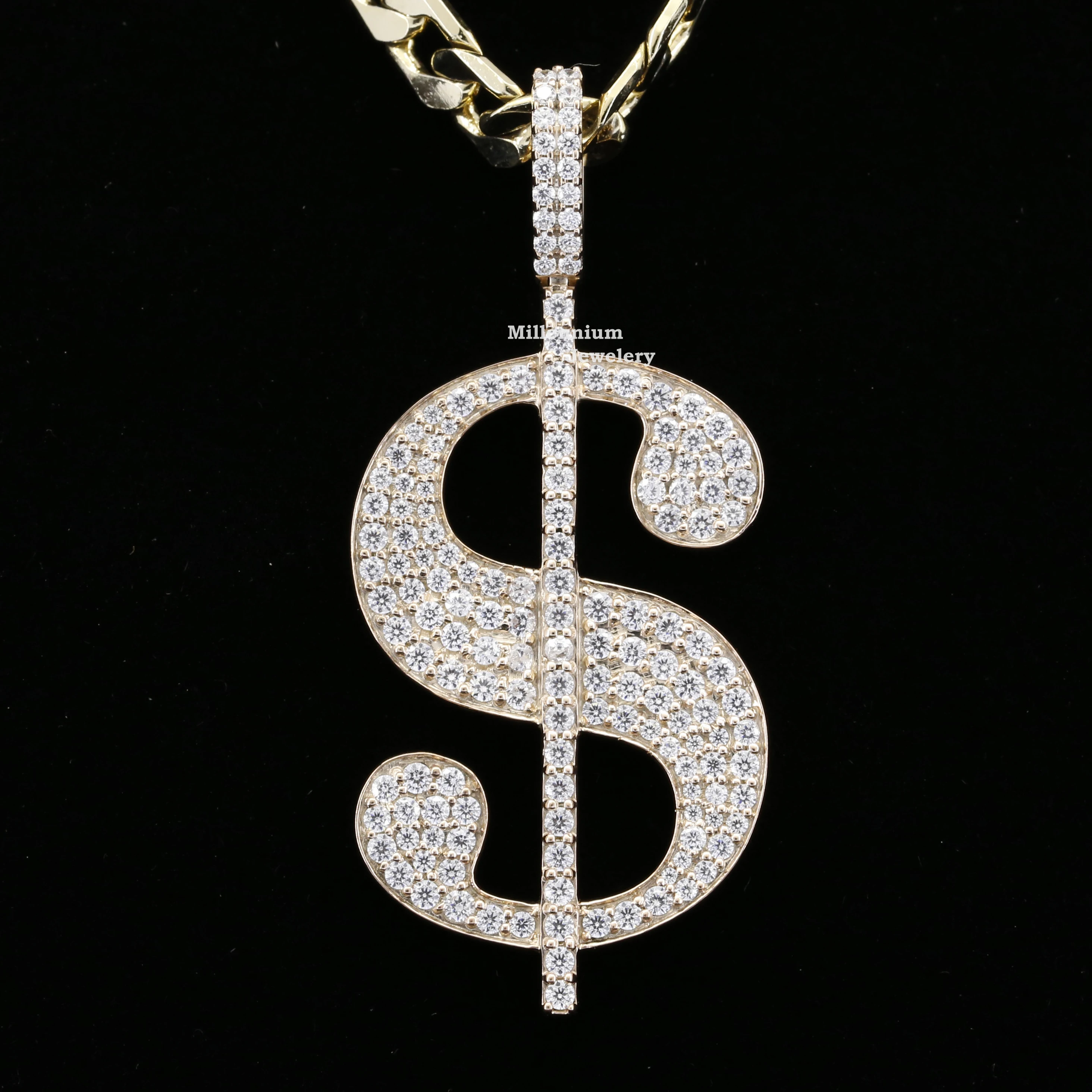 Ready to Ship 3.37 Carat Moissanite Hip Hop Dollar Pendant with Luxury Designed For Sale By Indian Exporters