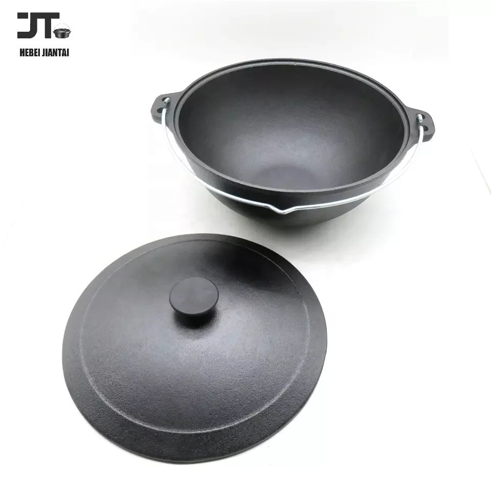 12 L Cast Iron Pot Plov Pilaf Making Cookware Insulated Double Handles Dish Heavy Duty Oven with Lid Frying Dutch Pan