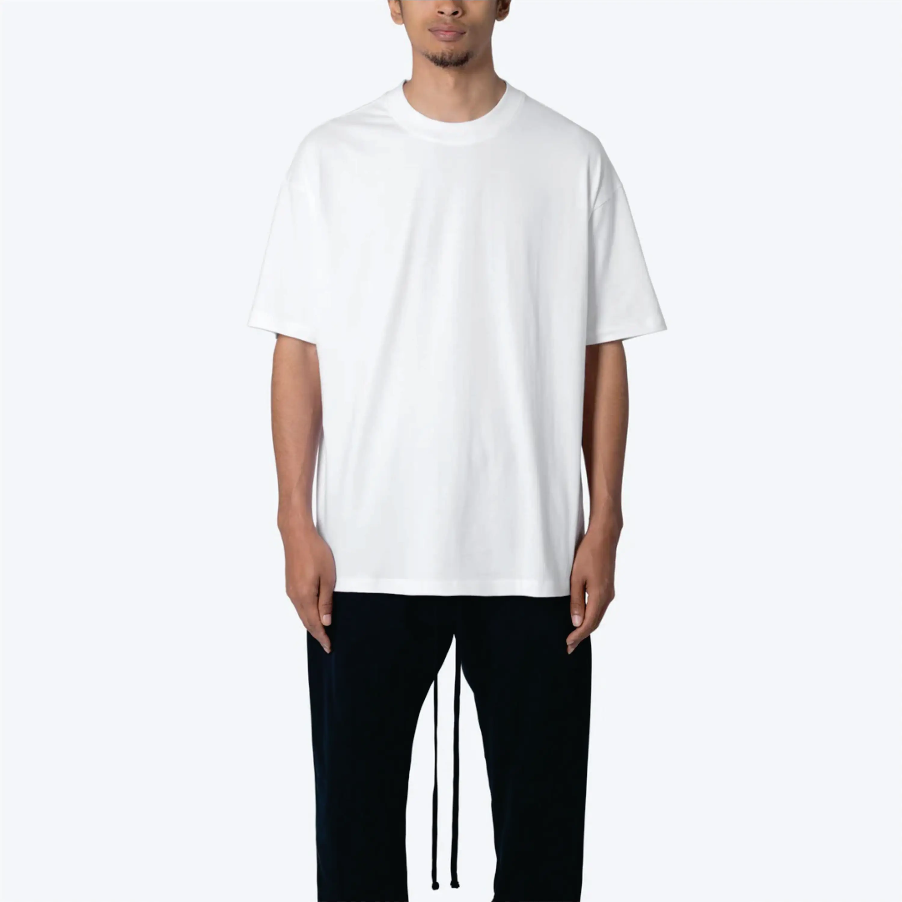 Hot Selling Relaxed Fit White Cotton Tshirts With Front Pocket 100% Cotton Drop Shoulder style made in Pakistan