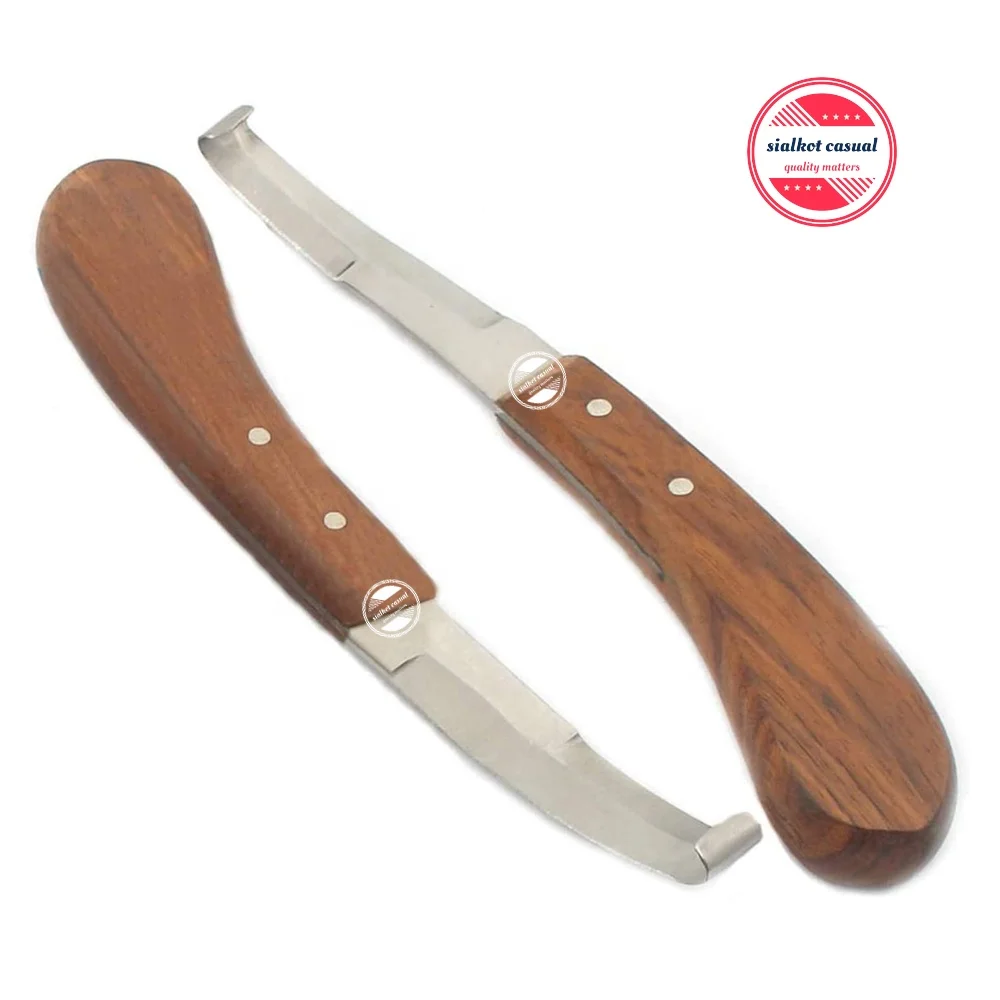 Wooden Handle Hoof Knife Wide Blade Right Hand Farrier Equipment Horse Stainless Steel Blade  Animal & Veterinary