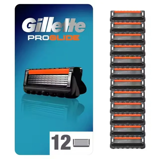 Gillette ProGlide бритвенные лезвия для бритв 12 сменных лезвий мужских влажных с 5 лезвиями