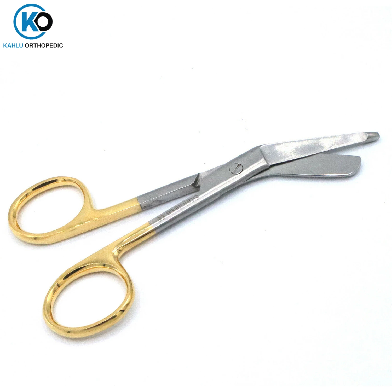 Lister Bandage Scissors 5.5 + 4.5', One Serrated Blade, Gold Handle Orthopedic Surgical Plaster Scissors By KAHLU ORTHOPEDIC