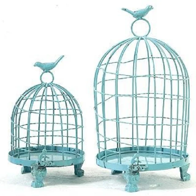 Sustainable Metal Iron Bird Cage Floral Pattern Pet House with Button Closure for Home Decoration