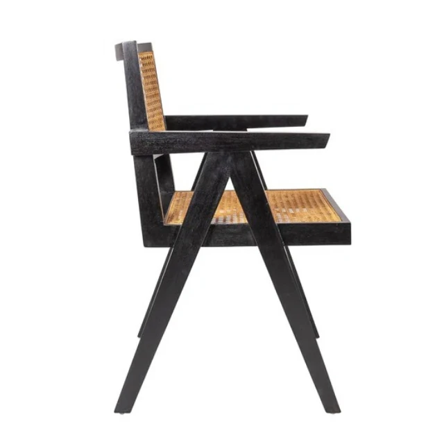 Wholesale Nordic Cane Dining Chair Rustic Hand Chair Frame Solid Wood Armchair Rattan Chair Mango Wooden Modern European