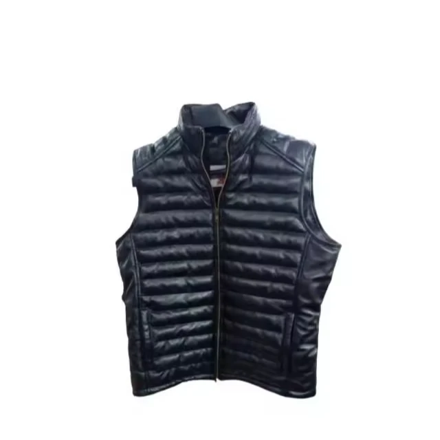 Premium Quality Black Puffer Bomber Leather Jacket Hot sale Wholesale jackets for men 100% Original Cow hide Leather Jackets