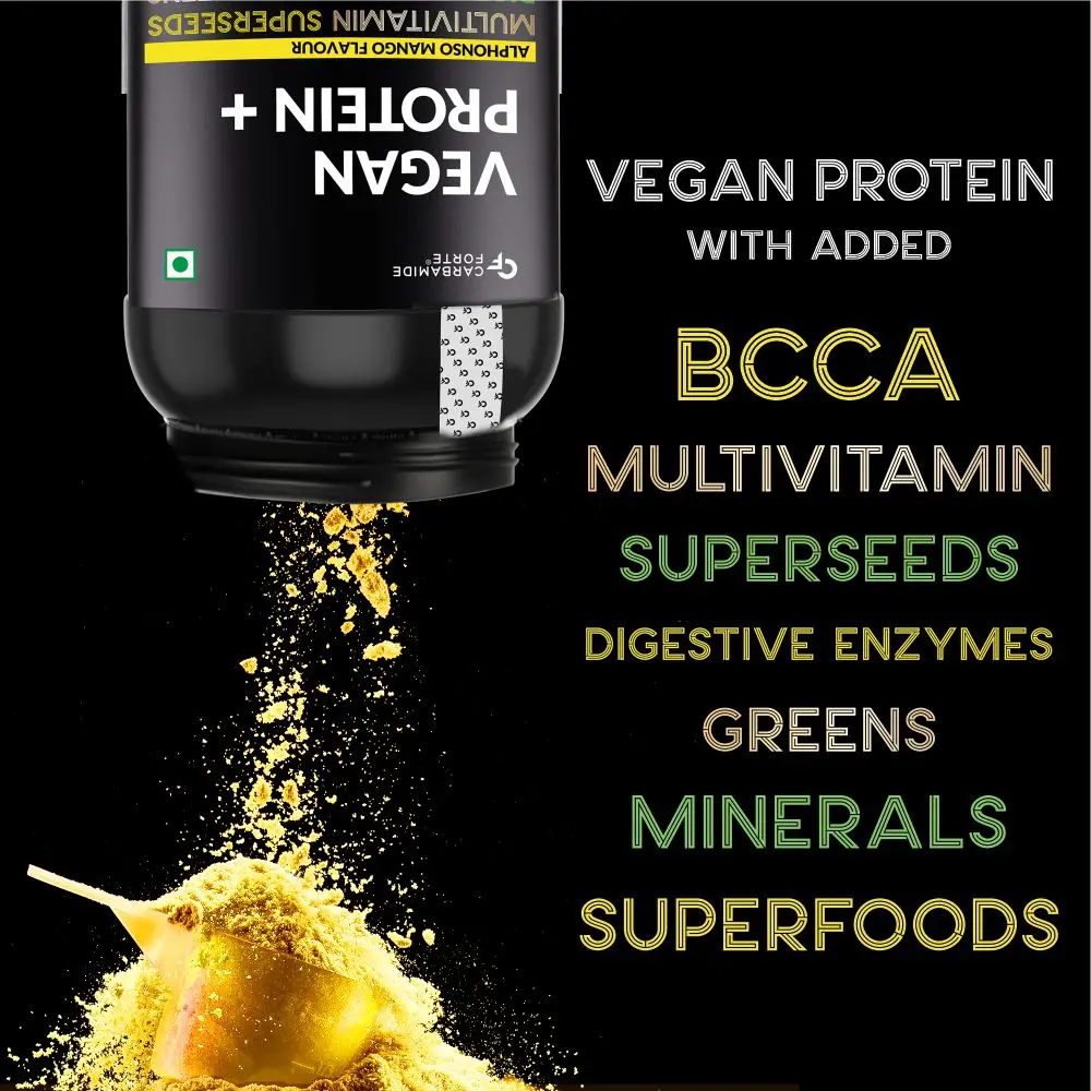 Vegan Protein Powder - Plant Based Pea Protein Powder with Multivitamin,Minerals,Superfoods, Digestive Enzymes - Alphonso Mango