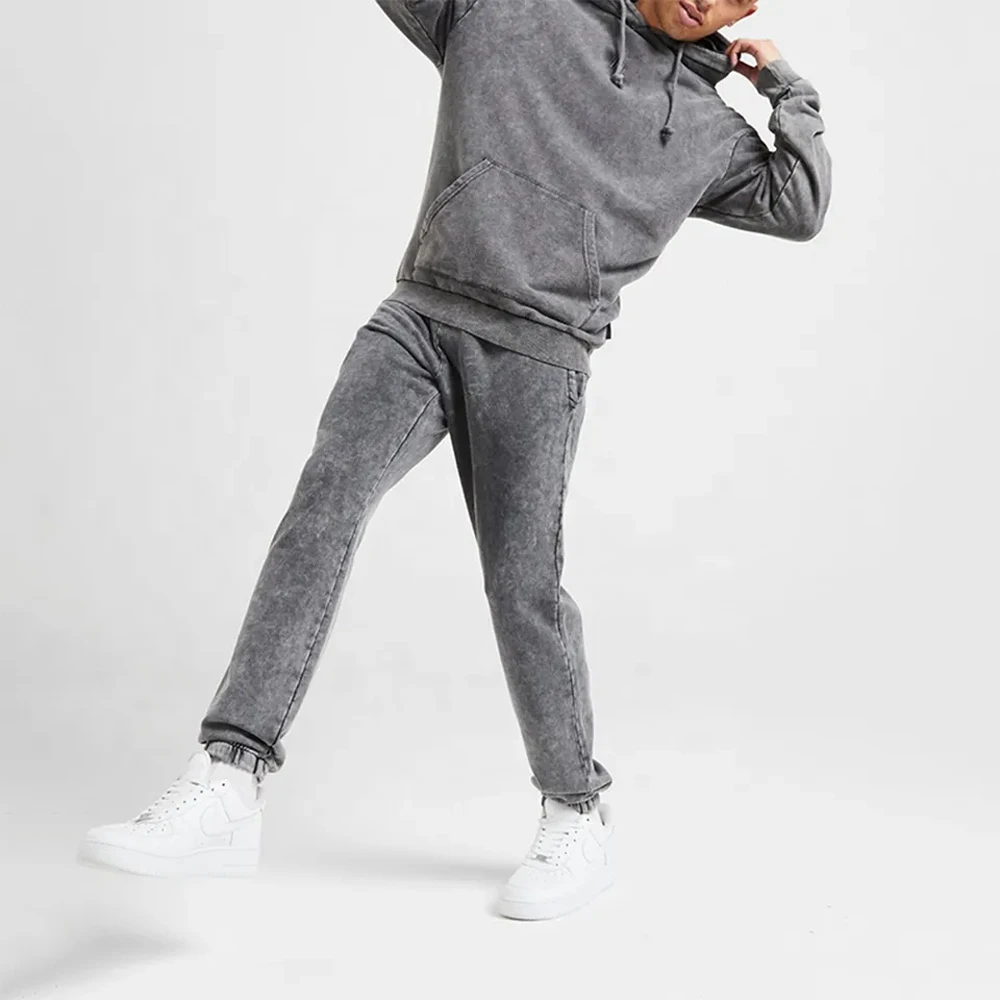 100% Cotton Acid Washed Crop zipped Hoodie Jogger Tracksuit Women Embroidery Patch flare Stacked Sweatsuits