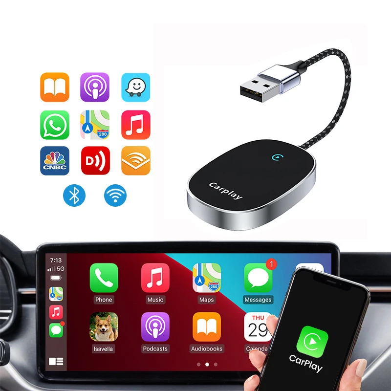Boyi New Release Lite u2 air 13 Auto Wired Car Play box Module youtube e90 linux Dongle Android Adapter Wireless carplay Adapter
