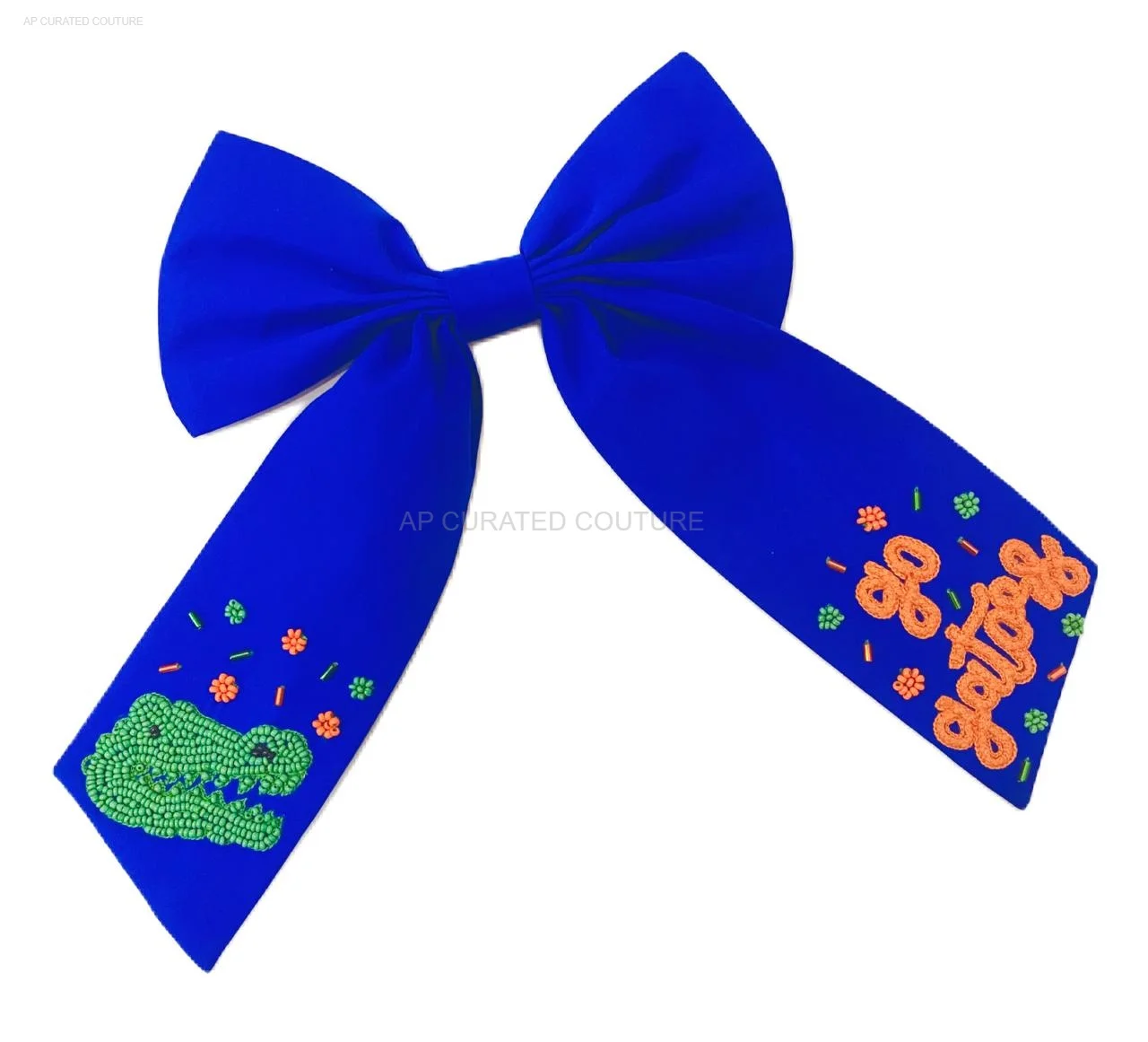 game day alligator bow hair accessories beaded designer hair sport bows beaded sports design hair accessories