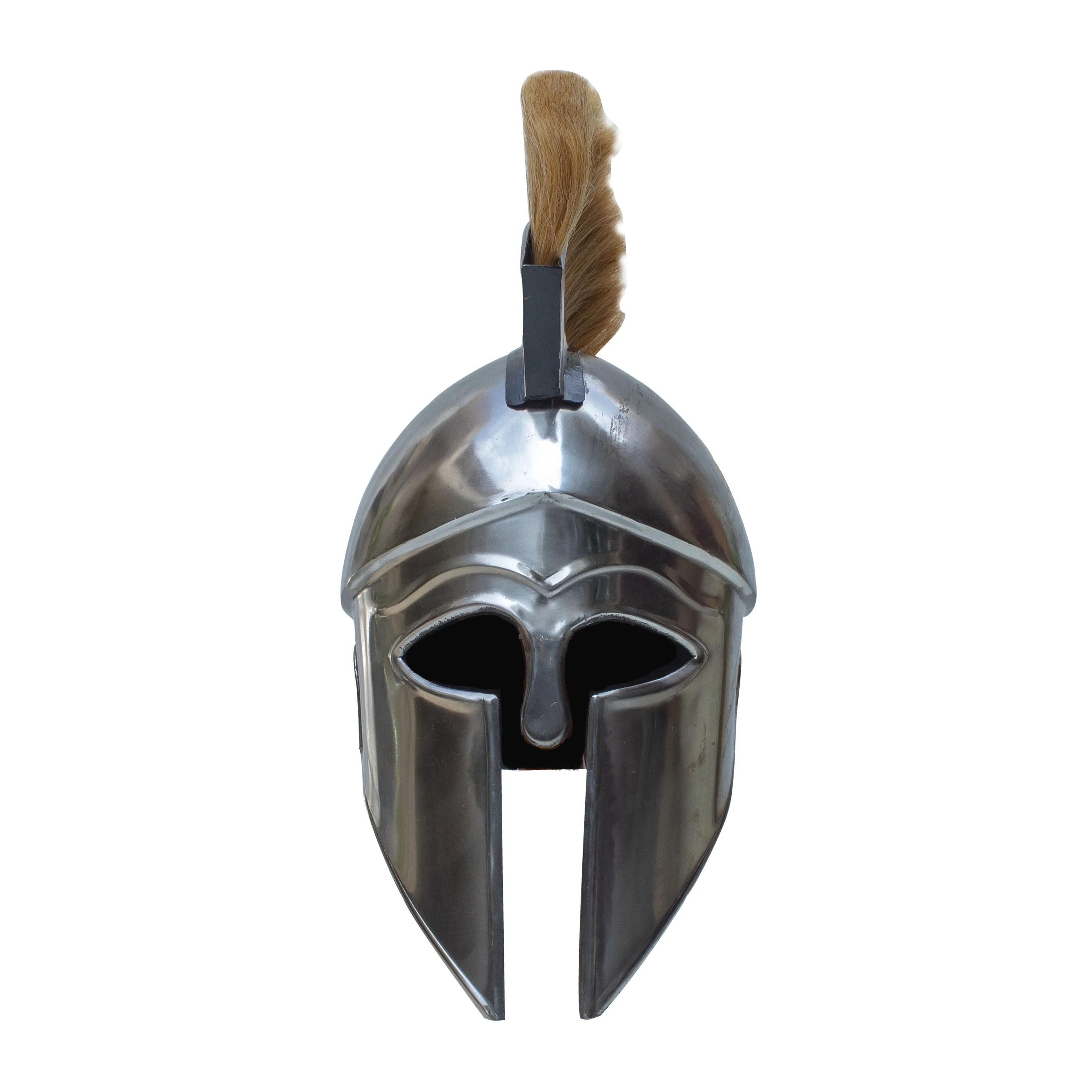 Steel Medieval war Italo Corinthian Helmet with Yellow Plume with Leather head Protector Cushion inside