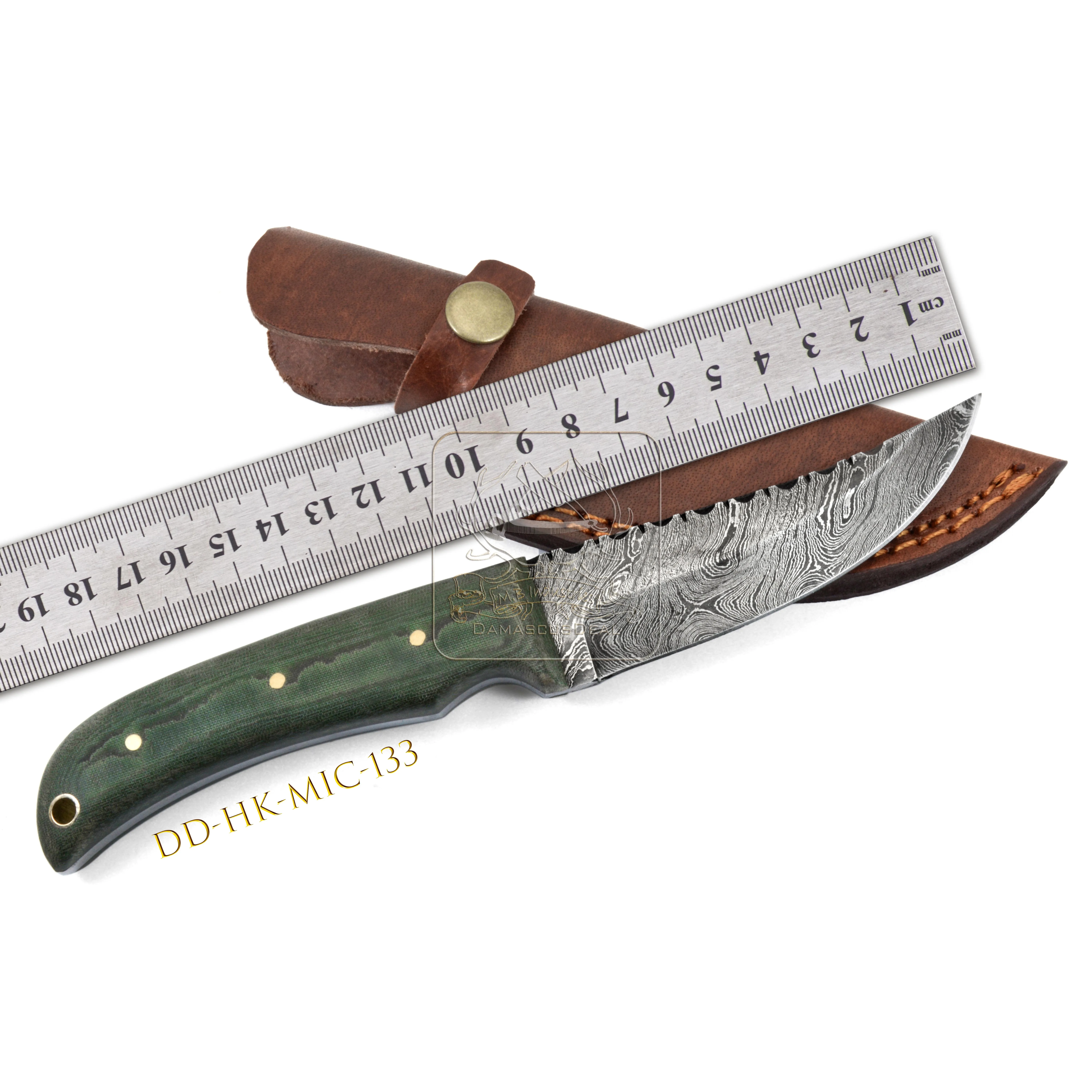 Hot Selling DD-HK-MIC-132 Outdoor Bushcraft Camping Survival Knife 192 Layer Damascus Steel Sword Micarta Handle Stainless