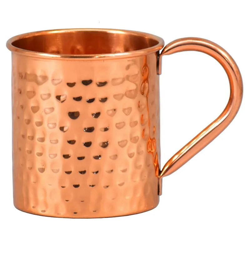 Top Selling 100% Copper Material Moscow Mule Mugs Handcrafted Cylindrical Hammered Finished Gold Brass Handle For Multi Purpose