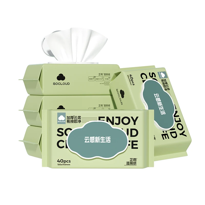 Wholesale Custom Logo 100% Biodegradable Natural Eco-Friendly Ultra Soft Flushable Wet Wipes for Adults