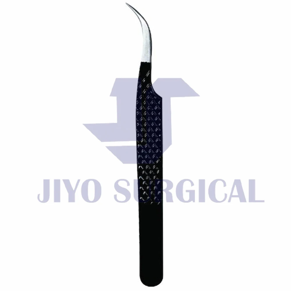 Black With Silver Point Eyelash Extension Tweezers Fiber Tip Customize Tweezers Stainless Steel Lash Tweezers Own Logo Accept