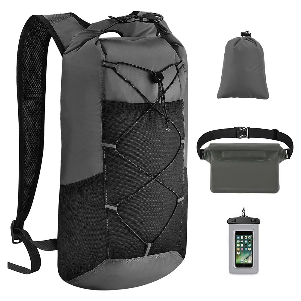 outdoor 4pcs waterproof dry bag backpack set, large Universal waterproof phone case,waterproof fanny pack for kayaking hiking