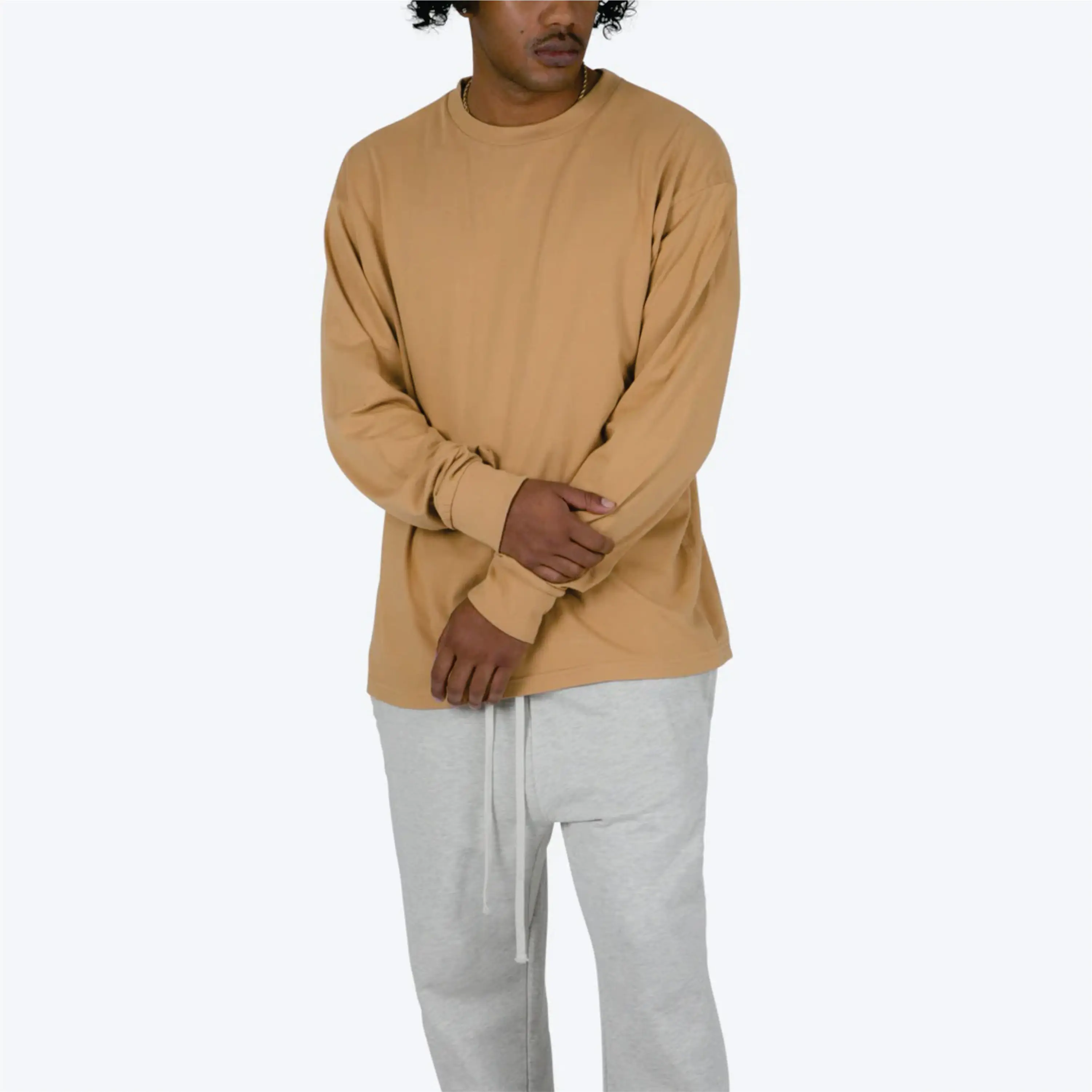 220 Grams Custom Your Own Logo Long Sleeve Tshirt 100%Cotton Crew Neck Casual Men Blank