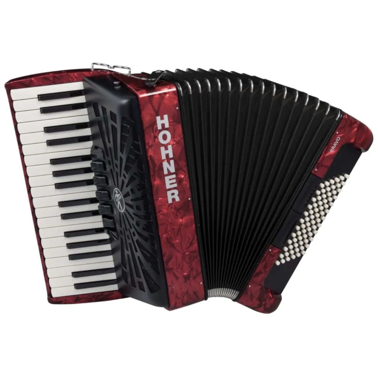 New Bravo III 72 Accordion with Blue Bellows Black