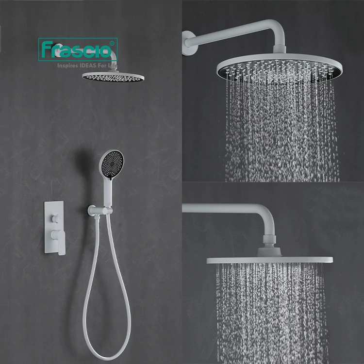 Frascio 2 Functions Luxury Shower System Bathroom Concealed In White Color For Hotel High-end Wall Mounted Shower Faucet