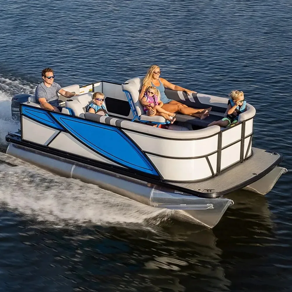 High Quality Aluminum Bimini Top Pontoon Boat for Sport Fishing Parties Welded Workmanship for Yacht Equipment River Application