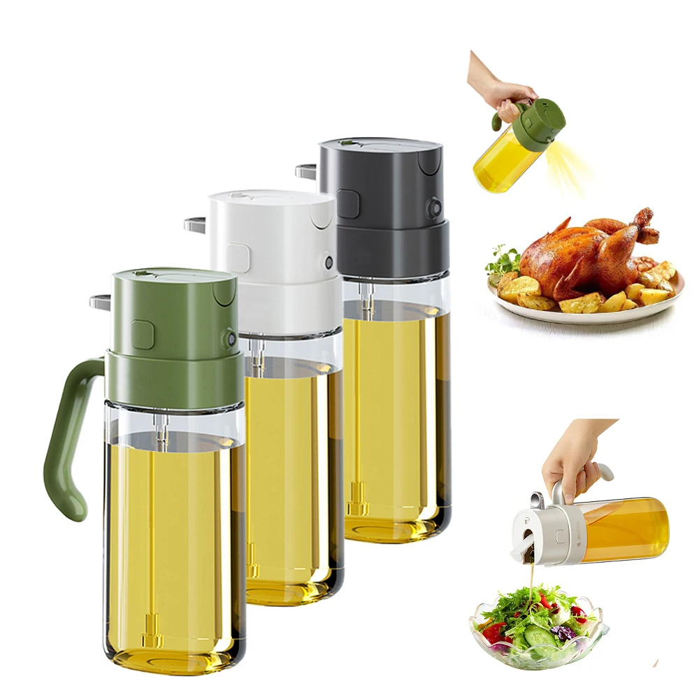 New 2 in 1 Glass Cooking Oil Spray and Oil Container bulk olive oil bottle for Air Fryer Baking Grilling