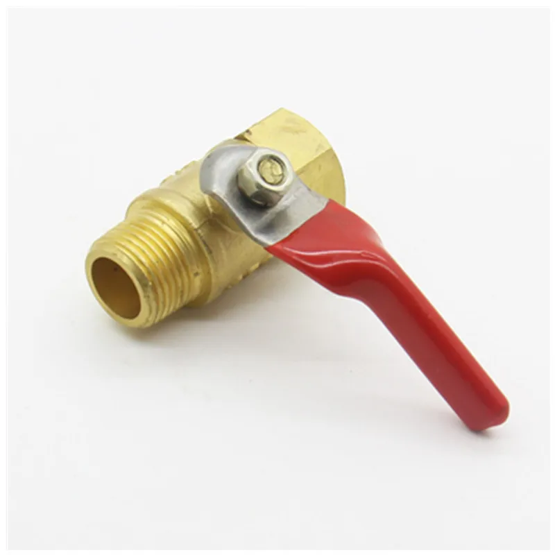 Internal and external thread 2-point 1/4 red handle brass pneumatic ball valve/water valve