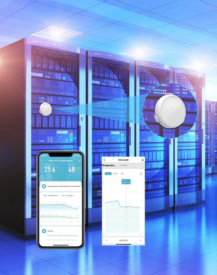 Mini WiFi Thermometer Hygrometer Freezer Tester Temperature Sensor Humidity Meter Detector Monitor Indoor