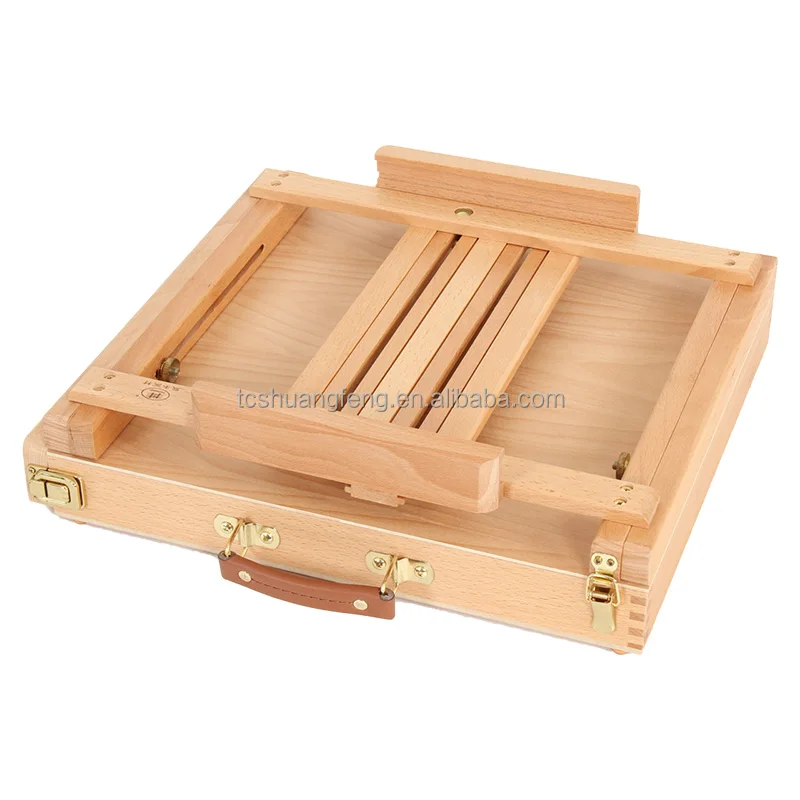 Table Easel & Sketch Box with  Drawer- Shuangfeng Oiled Beechwood Finish W05B