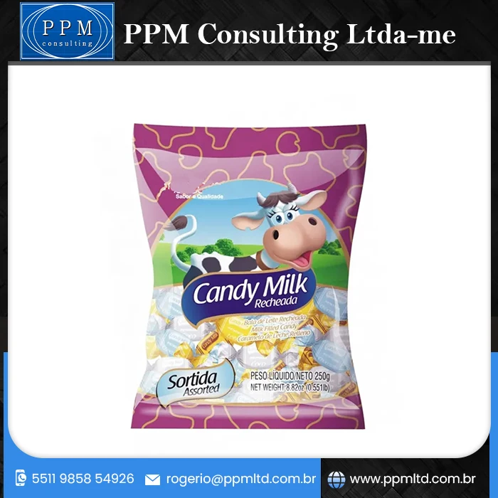 Nice Price Custom Hard Candy Filled Crunchy Candy Brazilian Manufacturer Filled Milk Candy Assorted