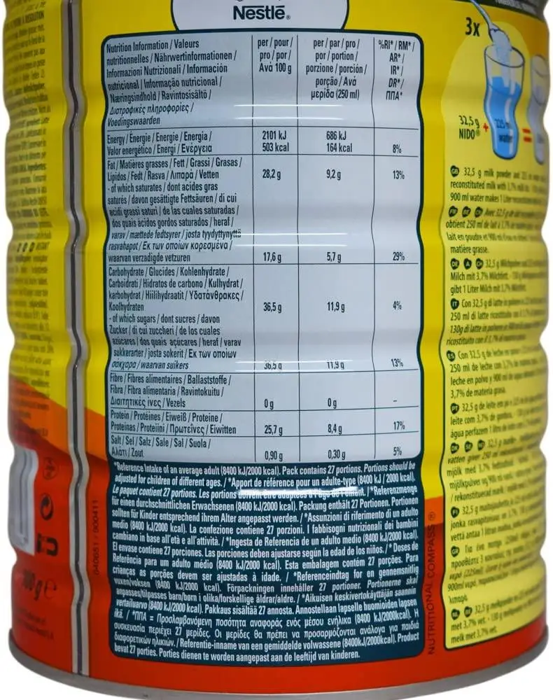 Лучший красный и белый молочный порошок Nestle Nido Instant Full Cream 400 г для продажи оптом по доступным