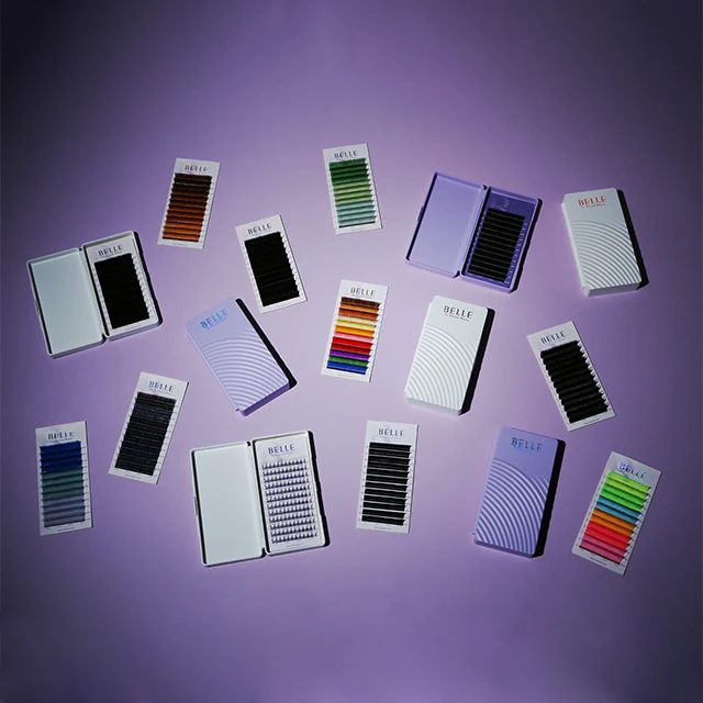 Belle Neon color Mix 12lines Eyelashes Extension The best Korean PBT fluorescent color lashes colorful individual Synthetic hair