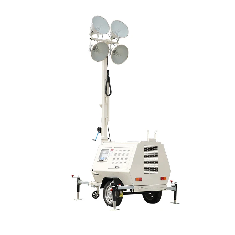 36hr Continuous Working Time Cool White Height Adjustable and Movable Construction Light Tower/ Mobile Trailer Light Tower