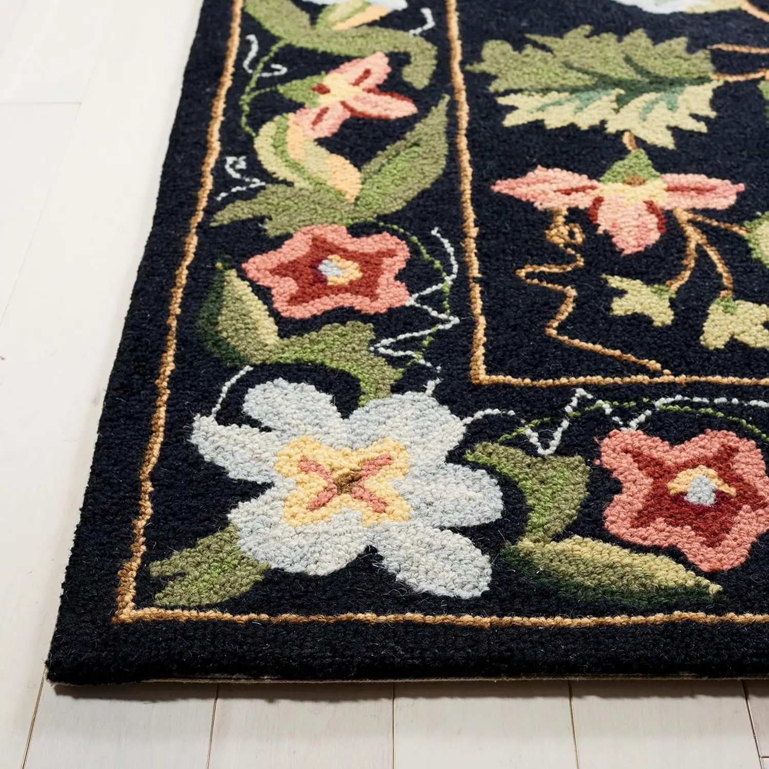 Hand-Hooked French Country Wool  rug Ideal for High Traffic Areas in Living Room Bedroom area carpet