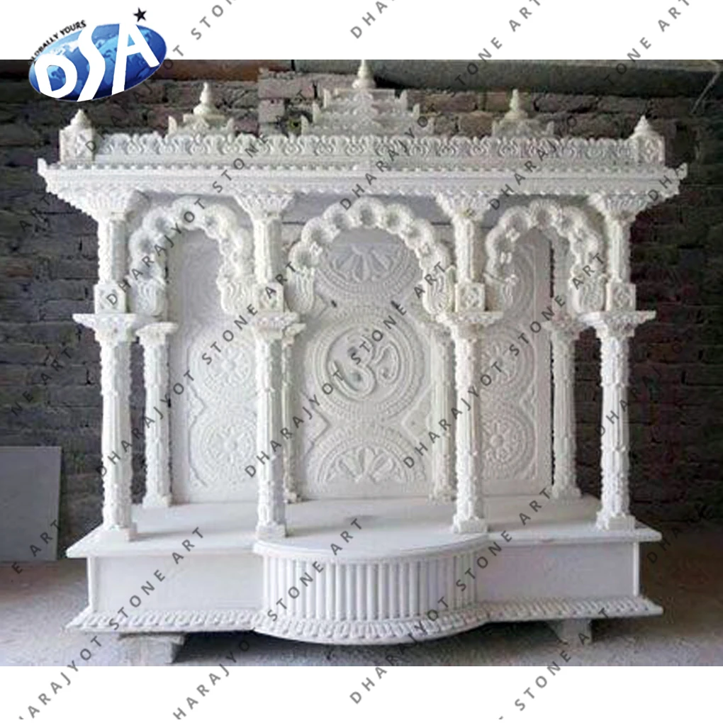 White Marble Antique Design Temple And Mandir Hand Carved Customize Sizes Home Natural Polished