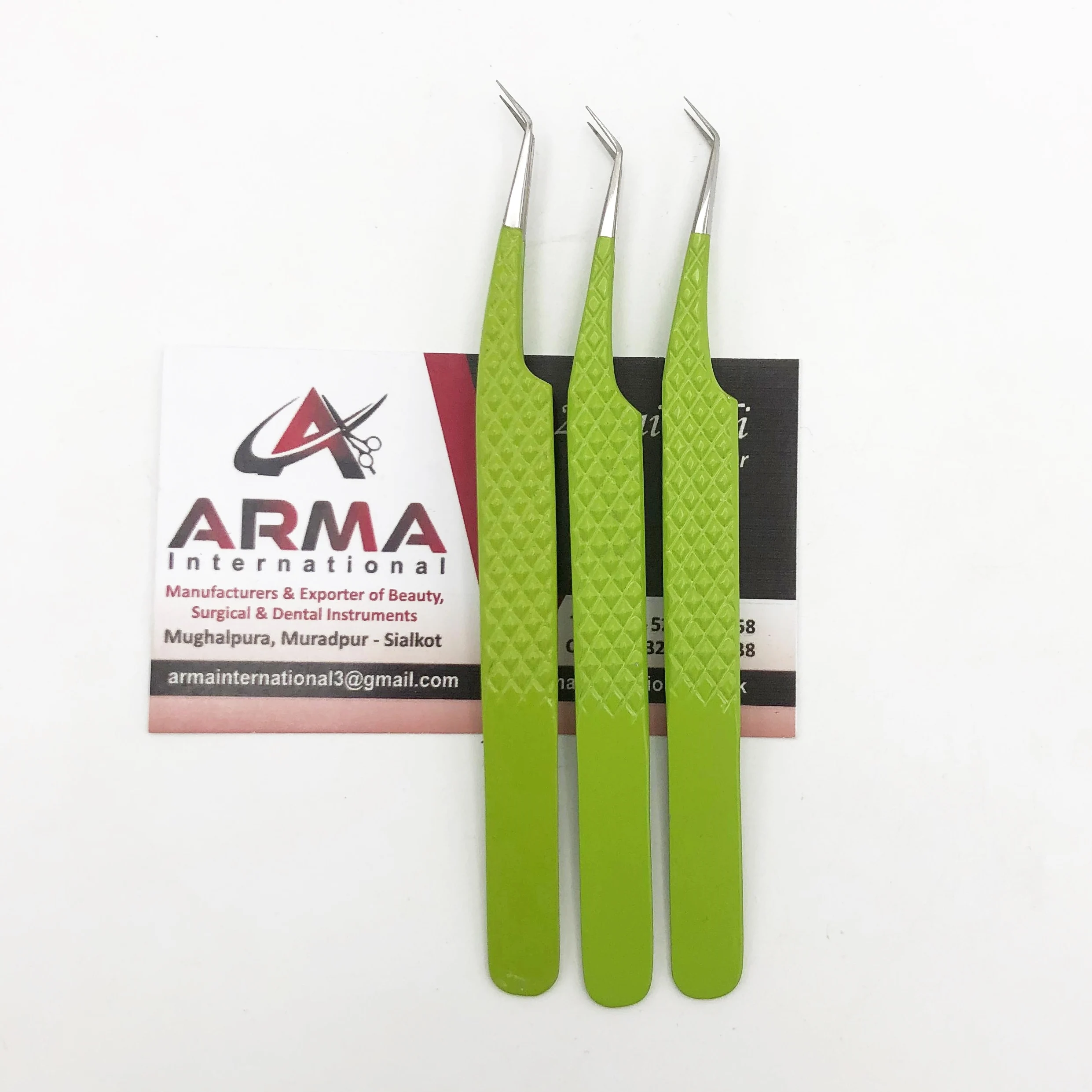 Private Label Color Coating Sustainable Stainless Steel 45 Degree Diamond Grip Handle Eyelash Extension Tweezers