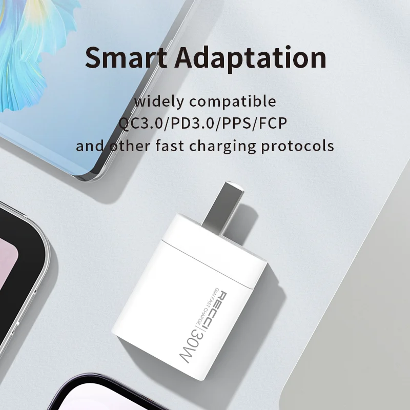 New PD 30W GaN Fast Charger Portable Mobile Phone Charger Classic Wall Charger with Two Ports