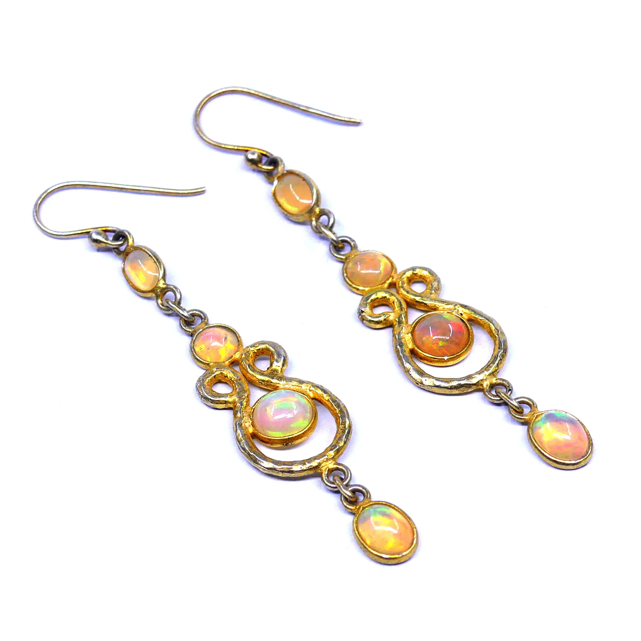 Daily Wear Shining 925 Sterling Silver Opal Gemstone Affordable Unique Wedding Women Wear Long Earrings