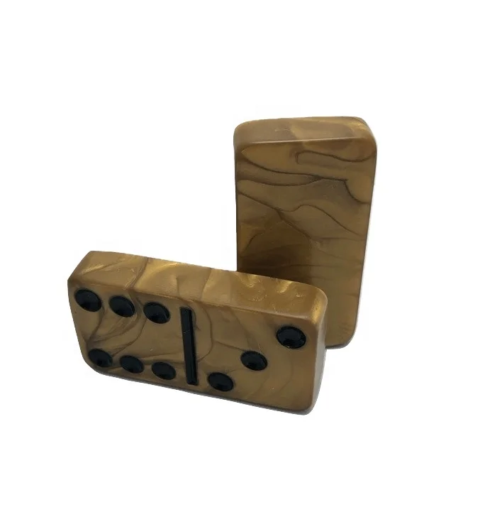 wholesale high quality bulk resin golden dominoes for sale Domino casino game marble effect dominoes with gold