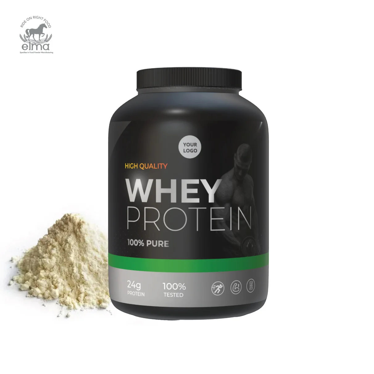 Pure Vanilla Flavored Whey Protein Concentrate Powder Daily Fitness Sport Supplement Shake for Muscle Gain Bottle Packaging