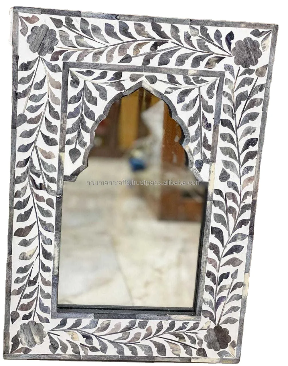 Best Quality Bone Inlay Frame wall Mirror Traditional Wall Mirror With Bone Inlays For Home Decoration Round inlay mirror frame