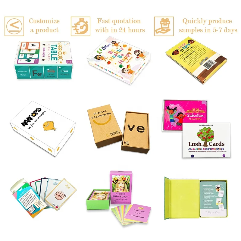 Learning Toddlers Baby Alphabet Abc children Custom Printing Box Services Set Toy Cognitive Flash Cards For Kids Educational