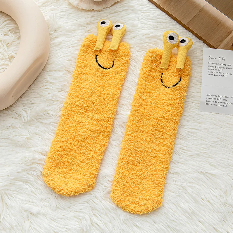 Lovely coral velvet socks Lady Funny Cute fuzzy cozy socks thick warm cartoon frog  Animal sleep floor socks
