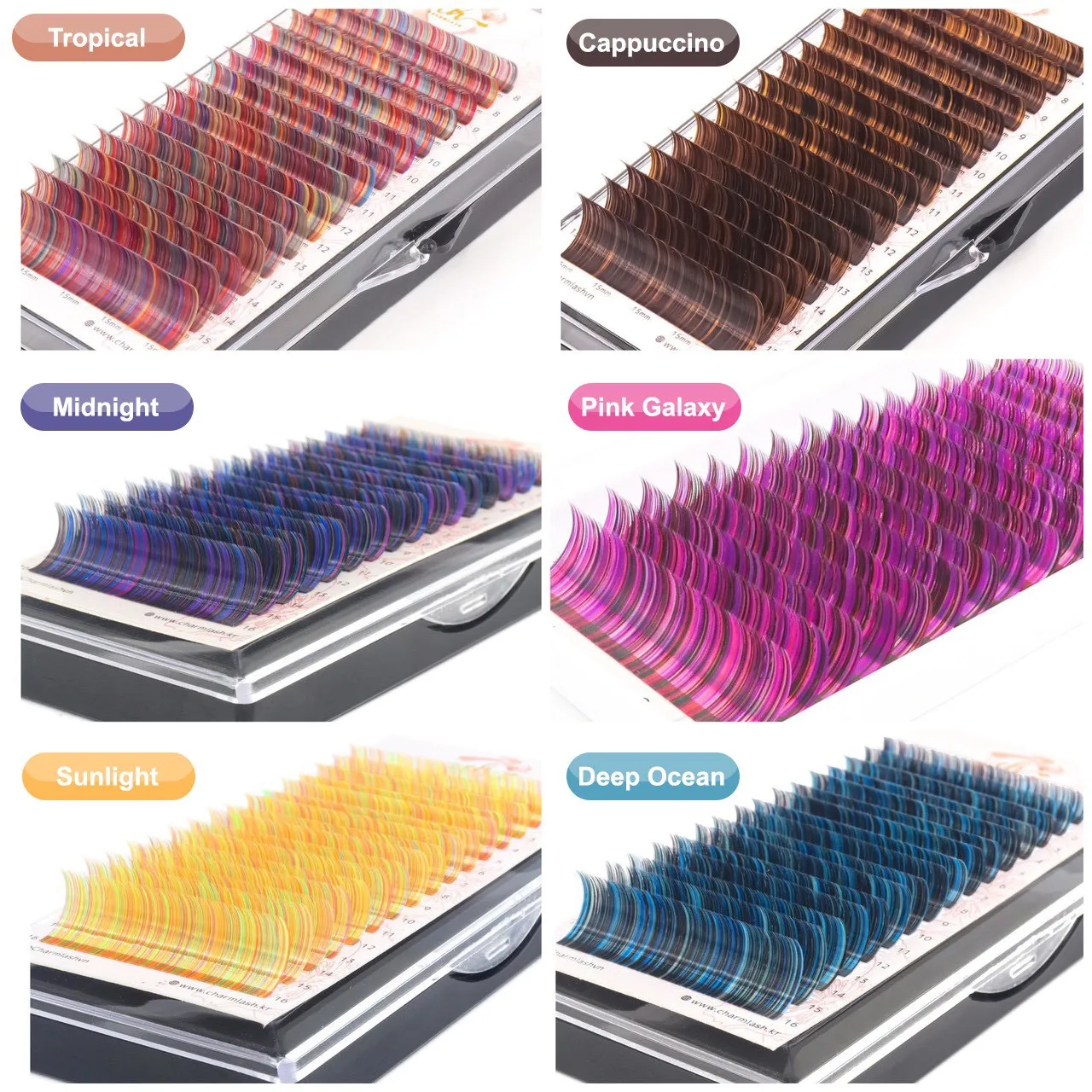 Glow in the dark eyelash extension trays UV neon led lamp lash lighting color lashes extension packaging box Korean PBT