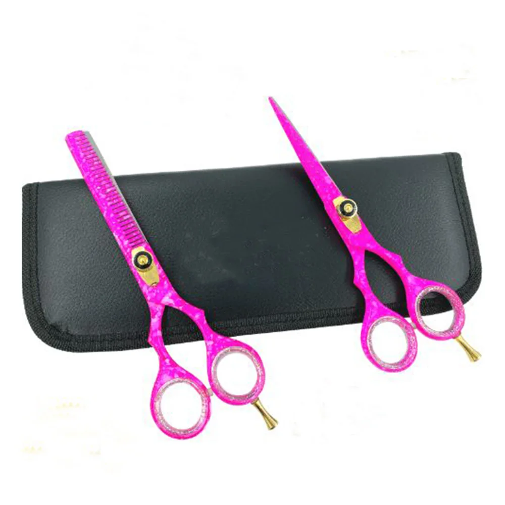 Professional Barber Kit High Quality Best Hair Scissors Pink J2 Steel Thinning Shears Stainless Steel Handle Sharp Hair Cutting