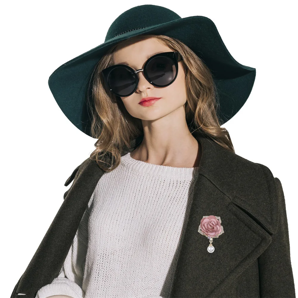Korean style fabric flower brooch Peony corsage sweater coat pin coat accessories women