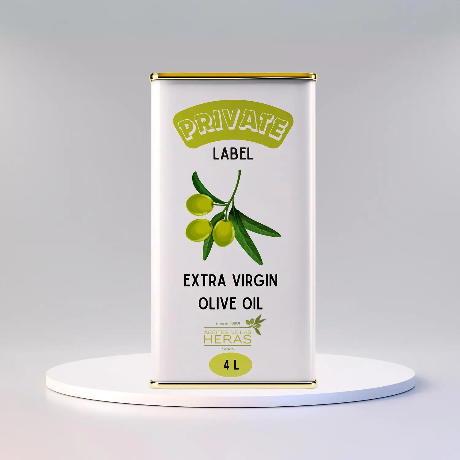 Private Label Extra Virgin Olive Oil 4L Tin Spanish, First Cold Pressed for cooking and seasoning