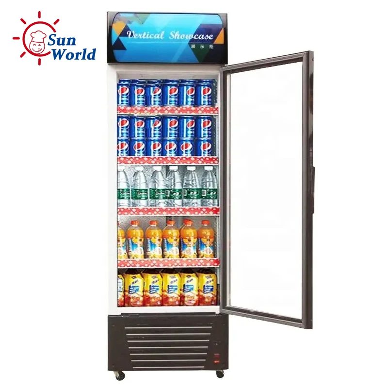 Glass Door display Refrigerator Beer Beverage Vertical Freezer Refrigerator Pepsi Beverage Refrigerator for commercial use