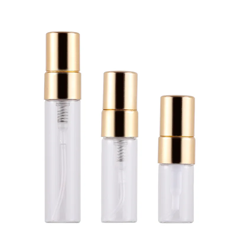 Round Clear Portable Glass Perfume Bottle 2ml 3ml 5ml Empty Travel Spray Pump Atomizer Mini Test Perfume Bottle